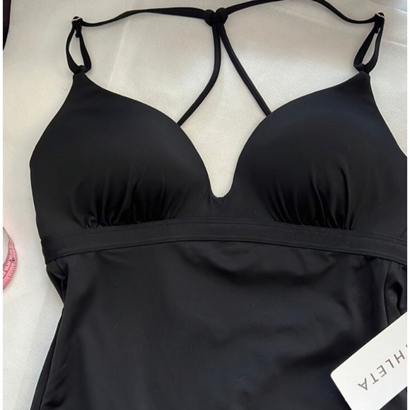 NWT ATHLETA Prism Tankini Molded Cup Swim Tankini Black Size Small - Picture 6 of 8